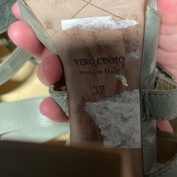 Michael Jolie heels made in Italy leather sea green womens size 37 / US 7 buckle - Picture 3 of 6